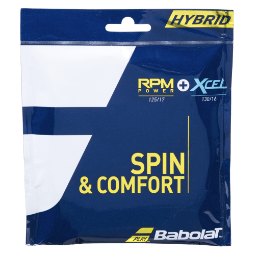 Babolat Hybrid (RPM Power 17/1.25 + Xcel 16/1.30) Tennis String Set (12m)