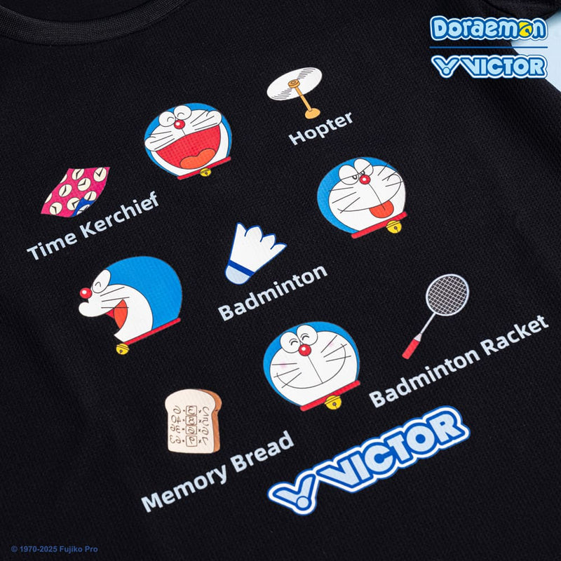 [VICTOR X DORAEMON] T-503DRM C Unisex Black Shirt