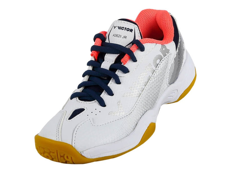 Victor [A362IIJR AB] White/Red Junior Court Shoes