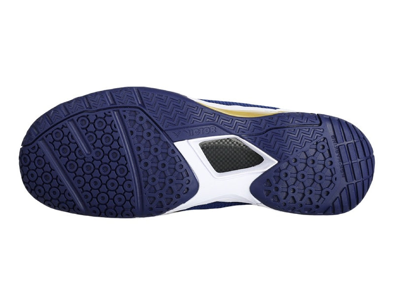 Victor [A531W AB] White/Medieval Blue Wide Court Shoes