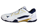 Victor [A531W AB] White/Medieval Blue Wide Court Shoes
