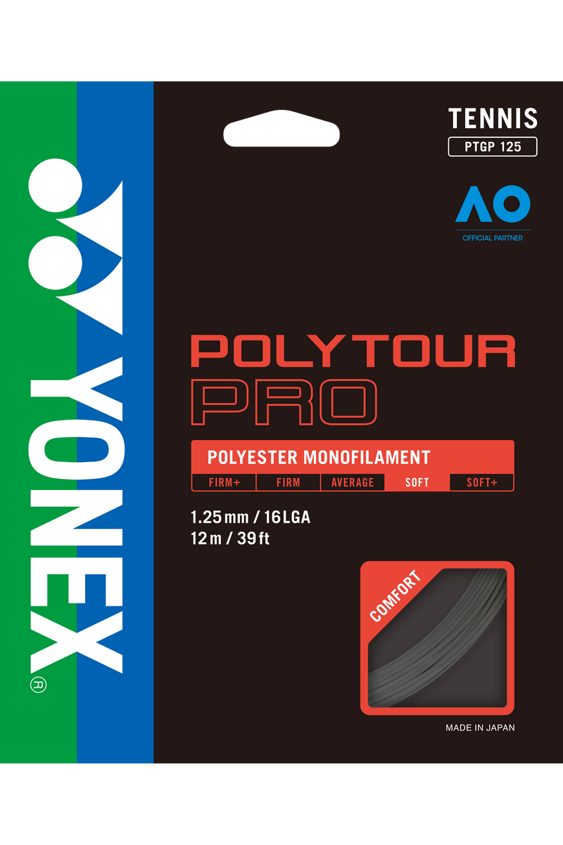 Yonex Polytour Pro 16L/125 Tennis String Pack (12m) - Black