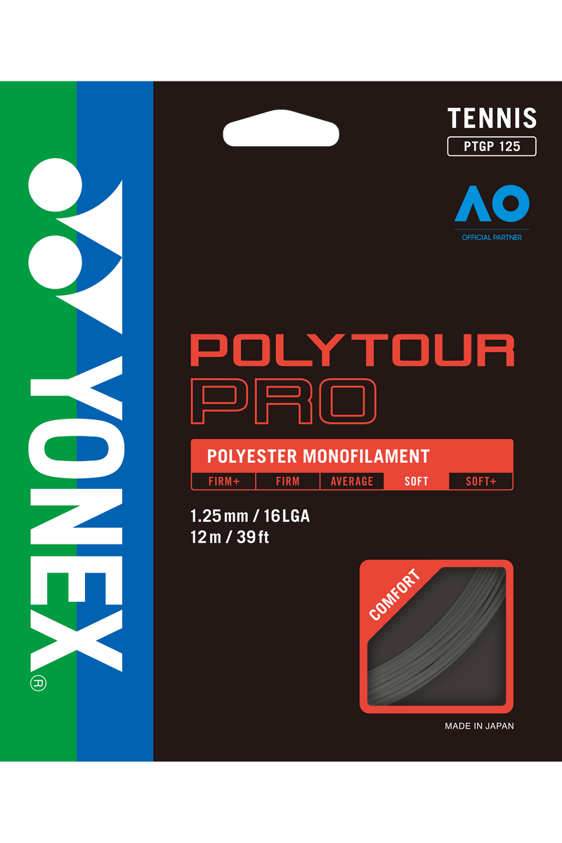 Yonex Polytour Pro 16L/125 Tennis String Pack (12m) - Grey