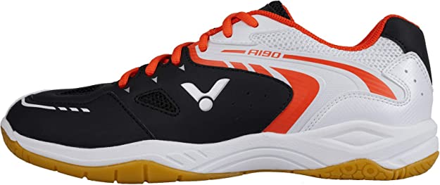 Victor [A190 Black/White/Orange] Court Shoes
