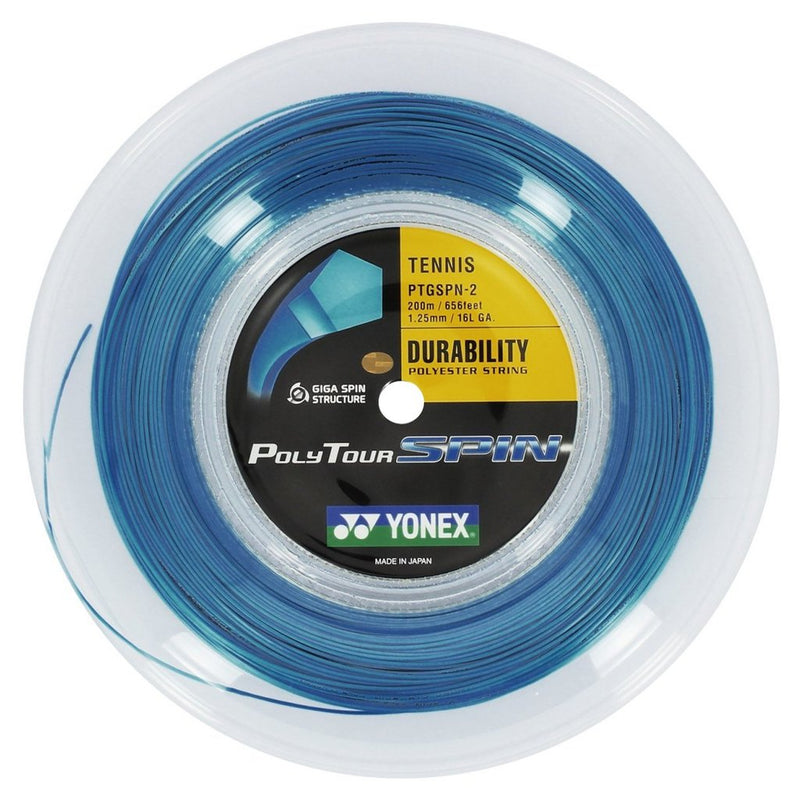 Yonex Poly Tour Spin 125 16L Tennis String Reel (200m) - Blue