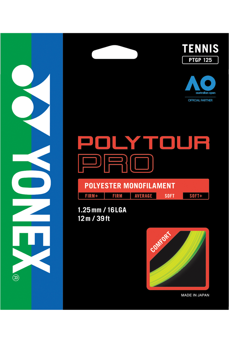 Yonex Polytour Pro 16L/125 Tennis String Pack (12m) - Yellow